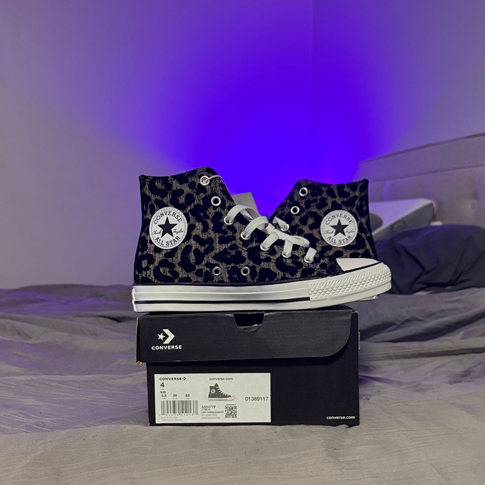 Converse Black and Grey Leopard Print High-Tops